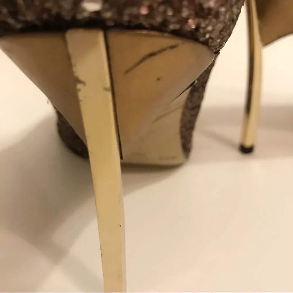 Enzo Angiolini bronze glitter heels